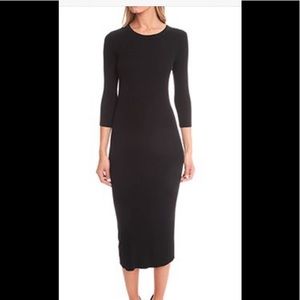 Enza Costa black stretch rib tube dress size xs